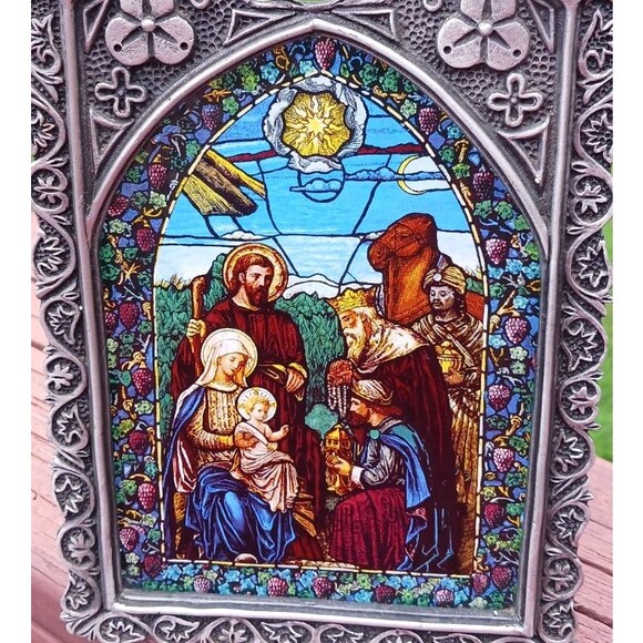 Divine Light Framed Stained Glass Bradford Exchange A Savior is Born Religious - Picture 2 of 3